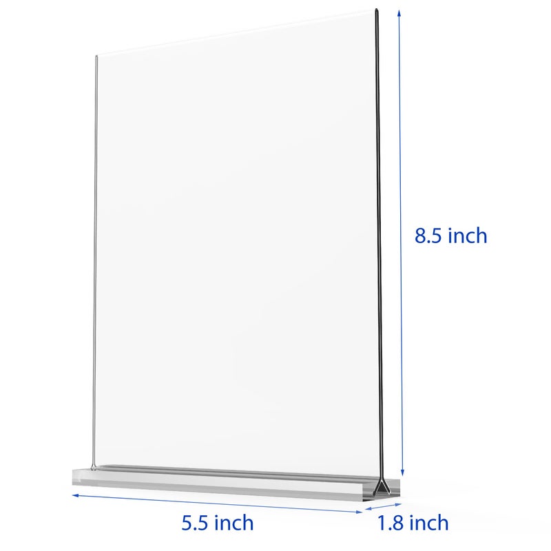 newnewshow Acrylic Sign Holder 5.5x8.5 Inch 3 Pack Vertical T Shape Double-Sided Desktop Display Holder. (Optional 8.5x11 8.5x5.5 5x7 Horizontal and Vertical) - Image 2